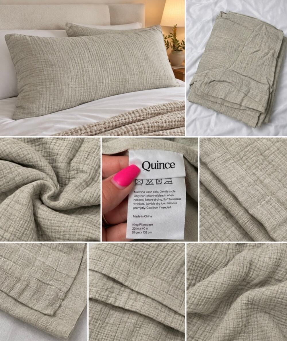 Quince European Linen King Pillowcases Set of 2 Natural Beige 20x40 NWOT